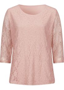 Damen Spitzenshirt mit 3/4-Ärmeln puder