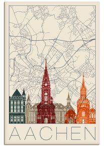 Artland Leinwandbild »Retro Karte Aachen«, Deutschland, (1 St.)