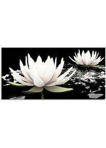 Artland Glasbild »Zwei Lotusblumen auf dem Wasser«, Blumen, (1 St.)
