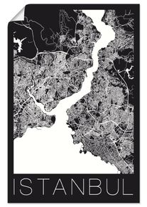 Artland Poster »Retro Karte Istanbul Schwarz & Weiss«, Landkarten, (1 St.)