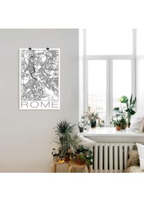 Artland Poster »Retro Karte Rom Italien Schwarz & Weiss«, Italien, (1 St.)