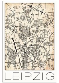 Artland Wandbild »Retro Karte Leipzig Deutschland Grunge«, Deutschland, (1 St.)
