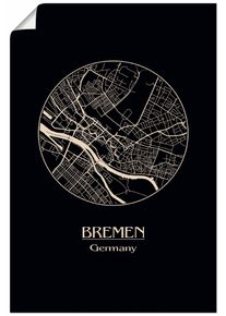 Artland Wandbild »Retro Karte Bremen Deutschland Kreis«, Deutschland, (1 St.)
