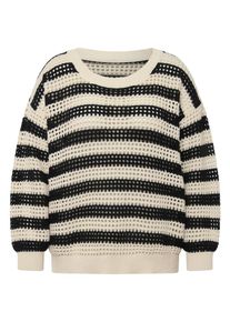 Ulla Popken Pullover Damen, beige / schwarz, Größe XL/XXL