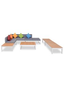 vidaXL 5-tlg. Garten-Lounge-Set mit Auflagen Aluminium und WPC