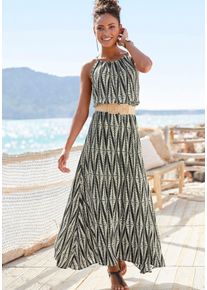 Lascana Witt Damen Maxikleid, schwarz-sand bedruckt, Gr&ouml;&szlig;e 34, 100% Viskose