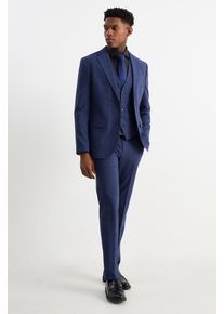 C&A Anzug mit Krawatte-Regular Fit-4 teilig-kariert, Blau, Größe: 50