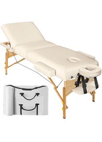 TecTake 3 Zonen Massageliege mit 10cm Polsterung und Holzgestell - beige