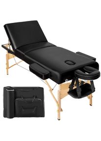 TecTake 3 Zonen Massageliege mit 10cm Polsterung und Holzgestell - schwarz