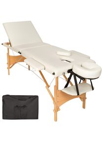 TecTake 3 Zonen Massageliege mit Polsterung und Holzgestell - beige