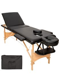 TecTake 3 Zonen Massageliege mit Polsterung und Holzgestell - schwarz
