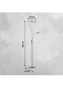 Fischer und Honsel LED-Stehlampe Davos, nickelfarben, Höhe 180 cm, 2-flg., CCT