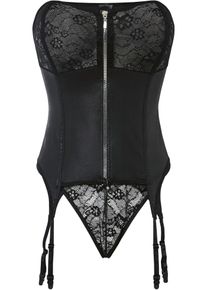 Corsage mit Strapshaltern und String (2-tlg.Set) in schwarz | Grösse 48/50 (XL) | bonprix