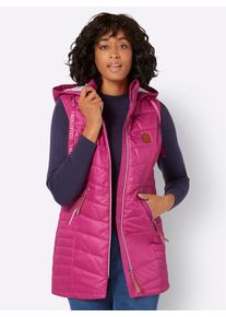 WITT Damen Longweste mit Lederimitat-Details, fuchsia, Gr&ouml;&szlig;e 54, 100% Polyester. Wattierung: 100% Polyester