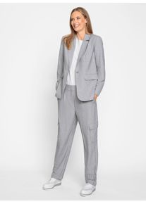 Heine Witt Damen Hosenanzug in pflegeleichter Qualität, steingrau-meliert, Größe 34, 63% Polyester, 33% Viskose, 4% Elasthan
