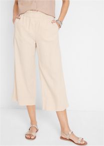 Leinen-Culotte wadenlang in beige | Grösse 46 | bonprix