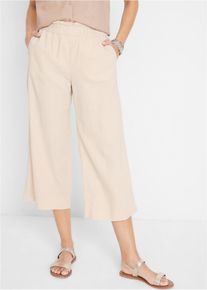 Leinen-Culotte wadenlang in beige, Grösse 52, bonprix