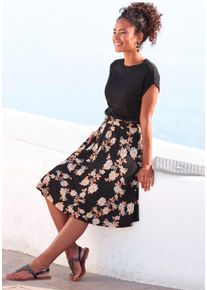 Lascana Witt Damen Jerseykleid, schwarz-orange-bedruckt, Gr&ouml;&szlig;e 34, 100% Viskose