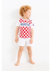 C&A Kroatien-Shorty-Pyjama-2 teilig, Weiss, Größe: 122