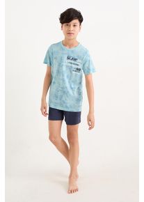 C&A Surfer-Shorty-Pyjama-2 teilig, Blau, Größe: 158
