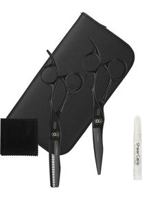 Olivia Garden Haarschere »PowerCut Matt Black 5,5 Zoll«, (Set, 2 tlg.), Haarschere und Modellierschere