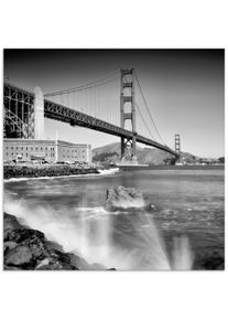 Artland Glasbild »Golden Gate Bridge mit Brandung«, Amerika, (1 St.), in verschiedenen Grössen