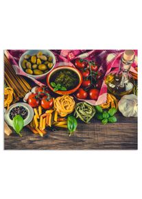 Artland Küchenrückwand »Italienisch mediterrane Lebensmittel«, (1 tlg.), Alu Spritzschutz mit Klebeband, einfache Montage