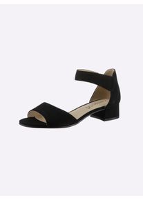 Caprice Witt Damen Sandalette mit schrittdämpfender Sohle, schwarz, Größe 6,5, 100% Veloursleder