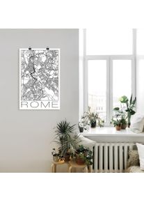 Artland Poster »Retro Karte Rom Italien Schwarz & Weiss«, Italien, (1 St.), als Alubild, Leinwandbild, Wandaufkleber oder Poster in versch. Grössen