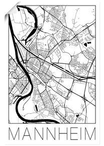 Artland Wandbild »Retro Karte Mannheim Deutschland«, Deutschland, (1 St.), als Alubild, Outdoorbild, Poster in verschied. Grössen