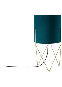 Brilliant Stehlampe »Atami«, 1 flammig-flammig, 58 cm Höhe, Ø 31,5 cm, E27, Metall/Textil, messing gebürstet/petrol