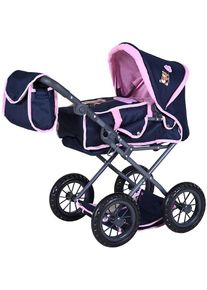 KNORRTOYS® Kombi-Puppenwagen »Ruby - Navy Pink Baer«, mit Wickeltasche