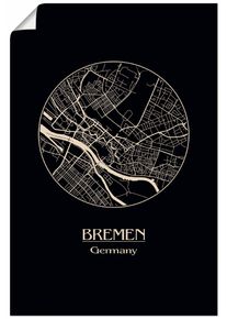 Artland Wandbild »Retro Karte Bremen Deutschland Kreis«, Deutschland, (1 St.), als Leinwandbild, Poster in verschied. Grössen