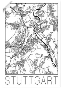 Artland Poster »Retro Karte Stuttgart Deutschland«, Deutschland, (1 St.), als Alubild, Leinwandbild, Wandaufkleber oder Poster in versch. Grössen