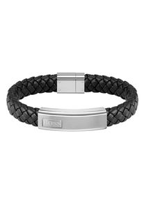 BOSS Armband »Schmuck Edelstahl Armschmuck Lederarmband LANDER«, mit Zirkonia (synth.)