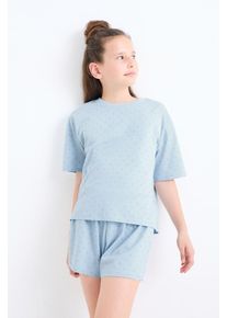 C&A Multipack 2er-Shorty-Pyjama-4 teilig, Blau, Größe: 134