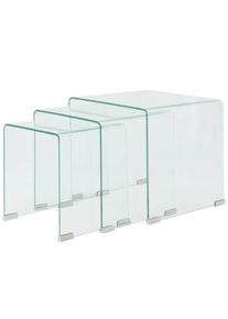 vidaXL Dreiteiliges Satztisch-Set aus gehärtetem Glas Transparent
