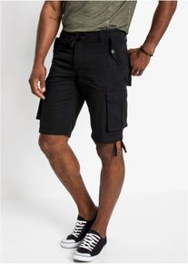 Cargo-Bermuda aus reiner Baumwolle Regular Fit in schwarz, Gr&ouml;sse 48, 100% Baumwolle, bonprix