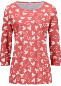 Damen Print-Shirt mit herzigem Druck grapefruit-ecru-bedruckt