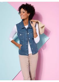 WITT Damen Jeansweste mit aufgesetzten Pattentaschen, blue-bleached, Gr&ouml;&szlig;e 44, 81% Baumwolle, 17% Polyester, 2% Elasthan