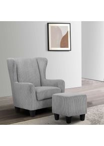 Home Affaire Ohrensessel »Chilly, Sessel mit Hocker und Federkern-Polsterung,«, (Set, 2 St., bestehend aus Sessel und...