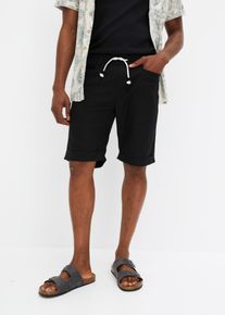 Regular Fit Schlupf-Bermuda aus Leinen-Mix in schwarz, Grösse 58, bonprix