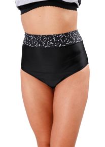 Damen Bikini-Hose mit bedruckter Blende schwarz