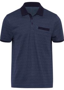 Herren Kurzarm-Poloshirt marine-mittelblau-bedruckt