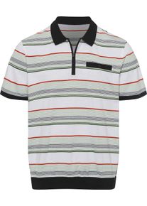 Herren Kurzarm-Poloshirt schwarz-eucalyptus-geringelt