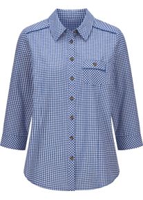 Damen Karobluse royalblau-ecru-kariert