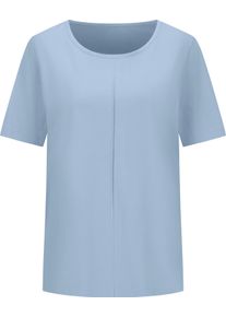 Damen Kurzarmshirt mit Satin-Paspel am Ausschnitt eisblau