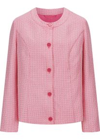 Damen Boucl&eacute;-Blazer mit Rundhals-Ausschnitt fuchsia-ecru-gemustert