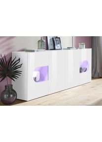 Inosign Sideboard »Real,Vitrine,Kommode,Schrank, komplett hochglanz lackiert«, mit 4 Türen davon 2 Glastüren, ohne Griff,...