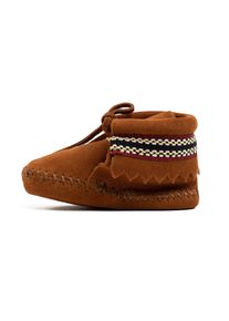 Minnetonka Steifel 'Braid' Gr&ouml;&szlig;e 20 braun / wei&szlig;
